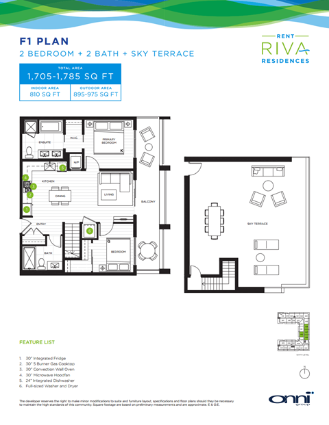 Floor plan for 2 beds, 2 baths, 809 sqft